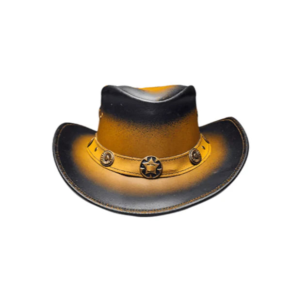 Equine Care Two-Tone Leather Cowboy Hat – Split Cowhide, Adjustable Fit