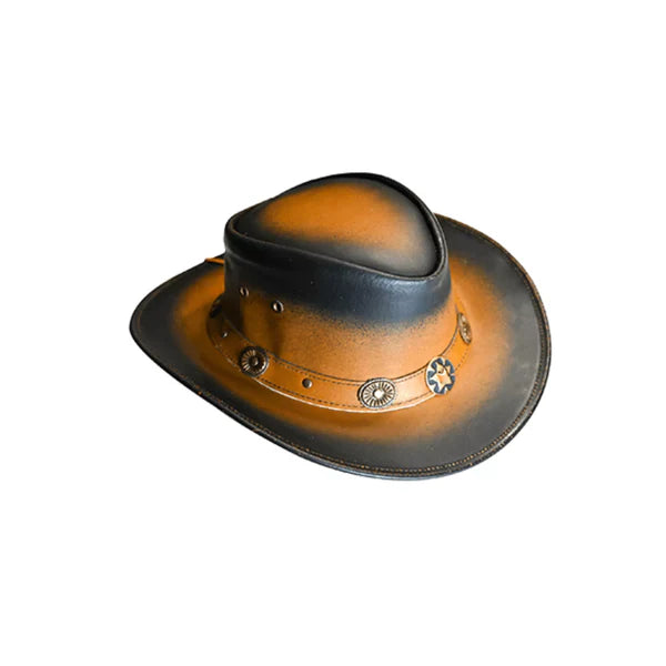 Equine Care Two-Tone Leather Cowboy Hat – Split Cowhide, Adjustable Fit
