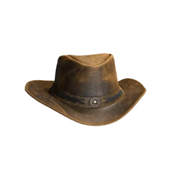 Vintage Brown Leather Cowboy Hat – Ranch Rodeo Series, S-XXL Sizes