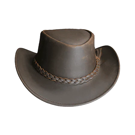 Genuine Buffalo Leather Cowboy Hat – Western Outback Hat for Men & Women