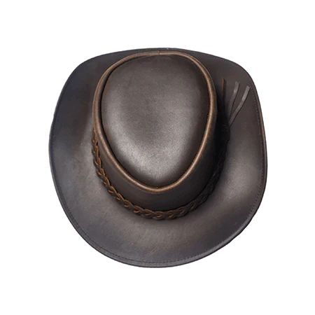Genuine Buffalo Leather Cowboy Hat – Western Outback Hat for Men & Women