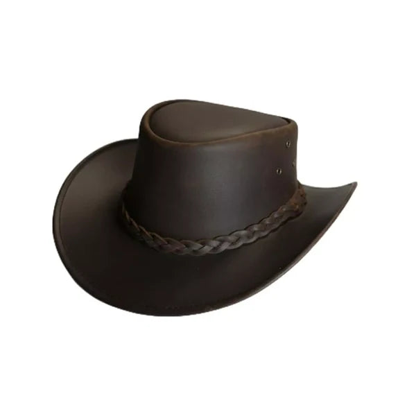 Genuine Buffalo Leather Cowboy Hat – Western Outback Hat for Men & Women