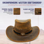 Vintage Brown Leather Cowboy Hat – Ranch Rodeo Series, S-XXL Sizes