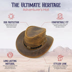 Vintage Brown Leather Cowboy Hat – Ranch Rodeo Series, S-XXL Sizes