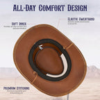 Vintage Brown Leather Cowboy Hat – Ranch Rodeo Series, S-XXL Sizes