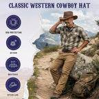 Distressed Brown Leather Cowboy Hat for Men & Women – Western Cowhide