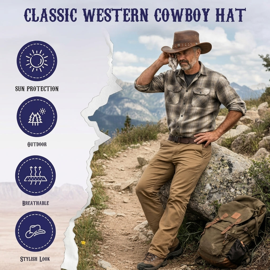 Distressed Brown Leather Cowboy Hat for Men & Women – Western Cowhide