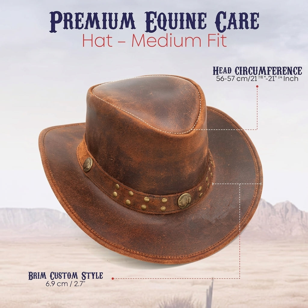 Distressed Brown Leather Cowboy Hat for Men & Women – Western Cowhide