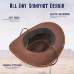 Distressed Brown Leather Cowboy Hat for Men & Women – Western Cowhide