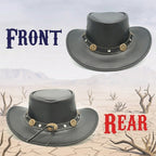 Genuine Split Cow Leather Cowboy Hat – Black Western Outback Style for Men & Women, Handcrafted Leather