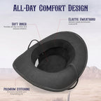 Genuine Split Cow Leather Cowboy Hat – Black Western Outback Style for Men & Women, Handcrafted Leather