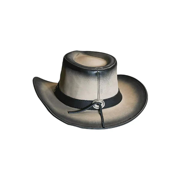 Long Horn Leather Cowboy Hat - Sand Black Ombre Cowhide