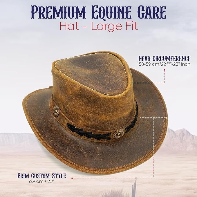 Vintage Brown Leather Cowboy Hat – Ranch Rodeo Series, S-XXL Sizes